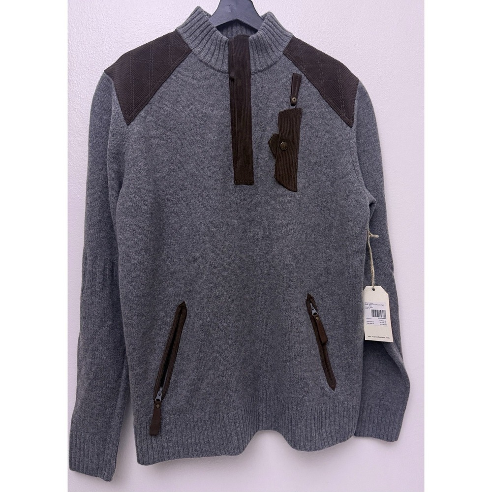 NWT Alps & Meters Alpine Guide Wool Sweater 1/4 Zip Corduroy Trim Men's Sz Large